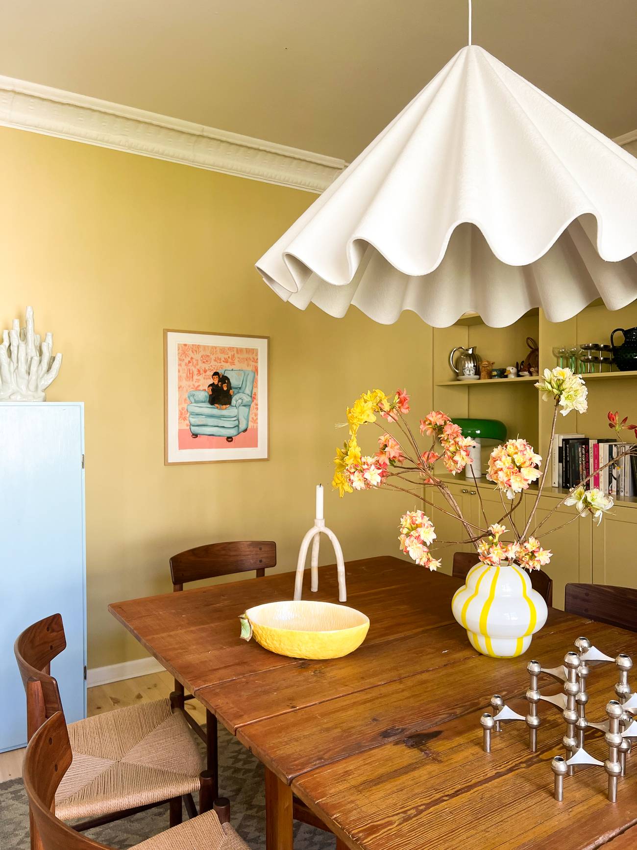 Vase Curlie White/Yellow