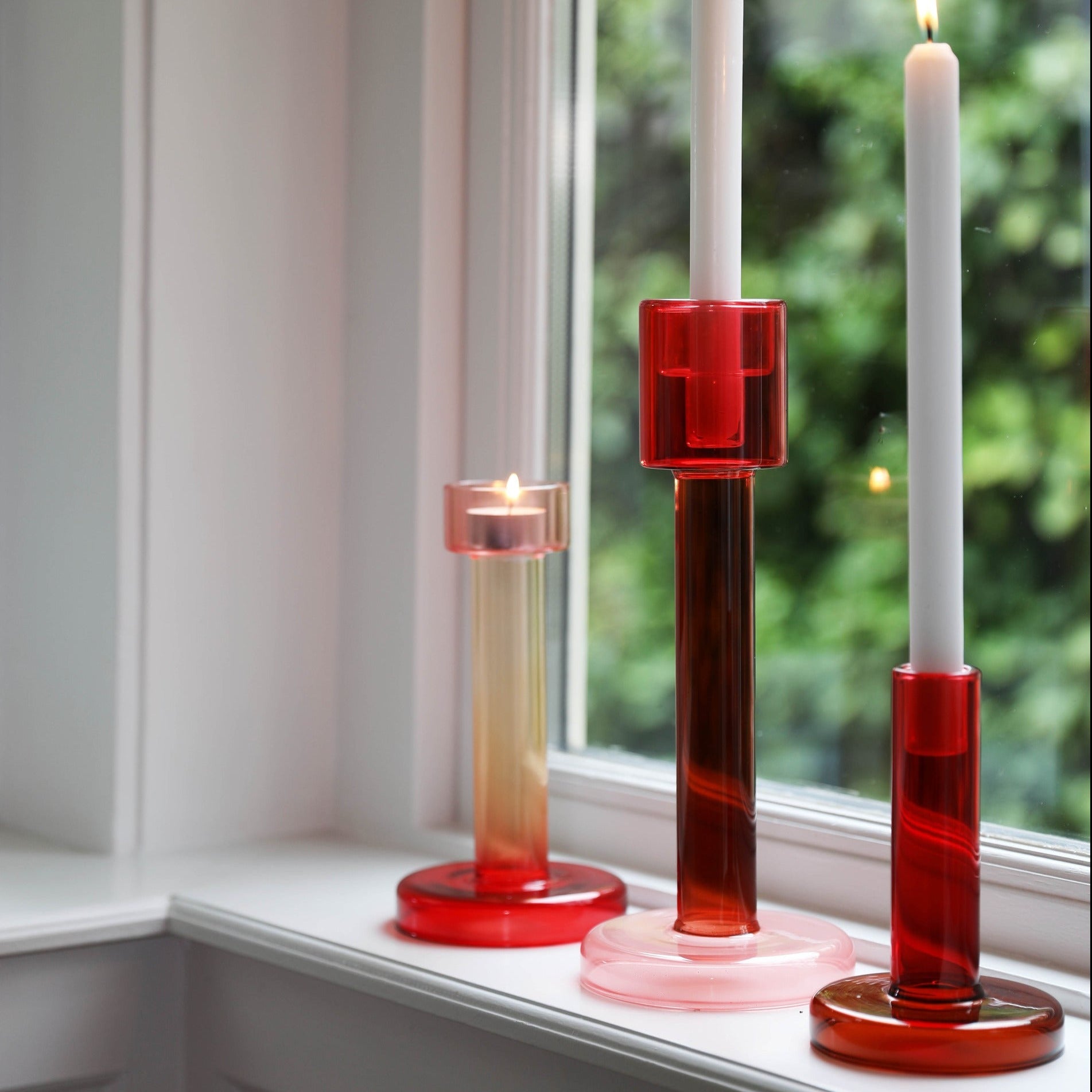Bole candle holder S red / bordeaux
